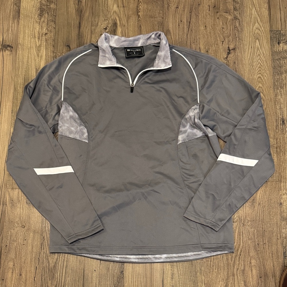 EUC Holloway Men's Gray Quarter-Zip Jacket with White Accents - Large
